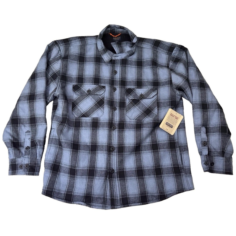 NWT Smith's Workwear 2XL Blue Flannel Shacket Plaid Heavyweight Workwear Grunge